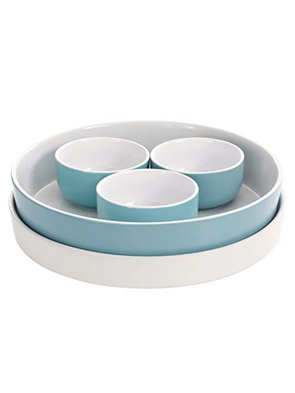 Laurie Gates California Designs Serve Set 5 Pieces White Light Blue New In Box - Picture 6 of 6